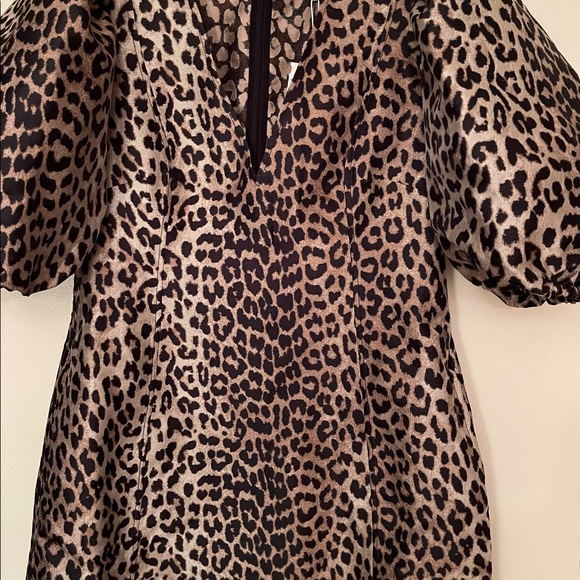 π NWT GANNI Leopard Jacquard Puff Sleeve Dress ππ - Picture 3 of 13